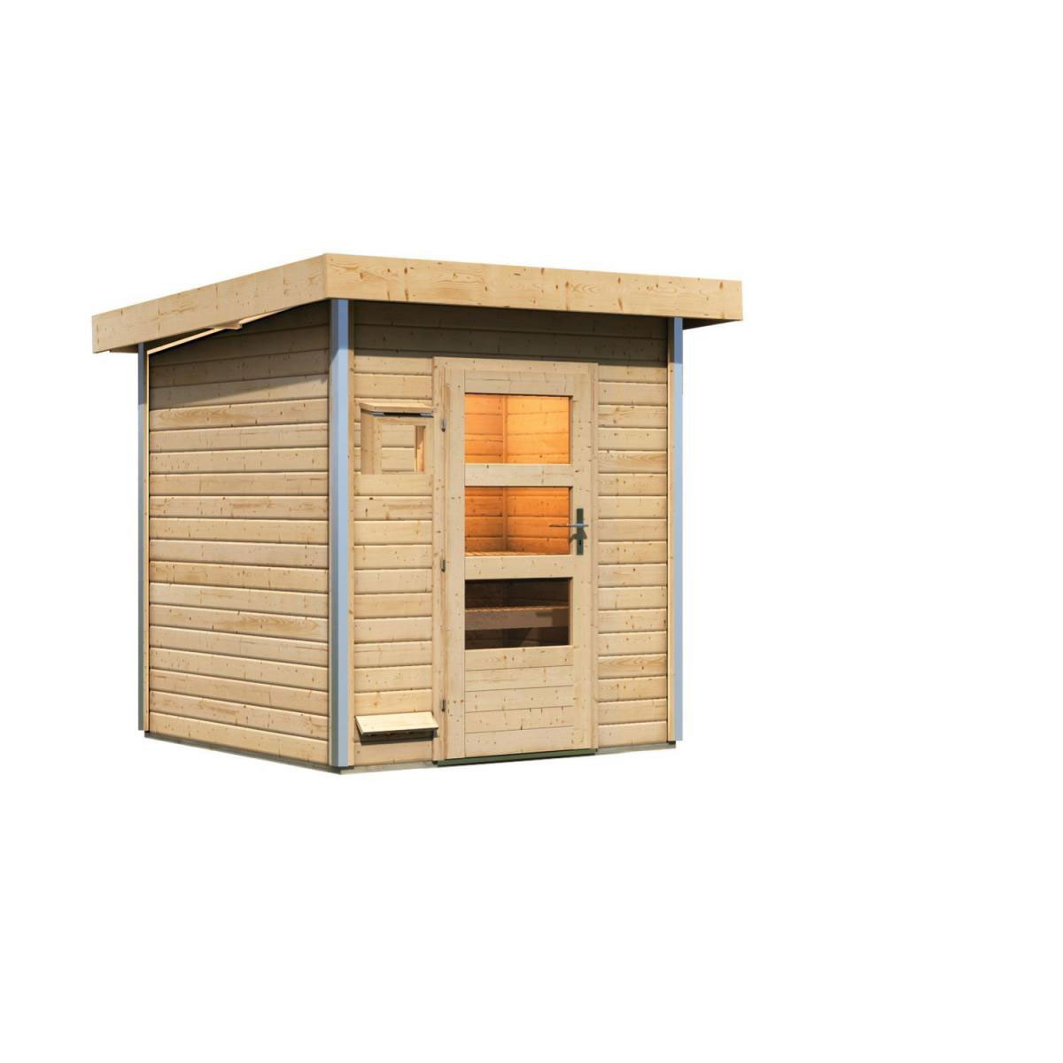 Karibu Saunahaus Torge 38 mm ohne Ofen moderne Tür Bild 1