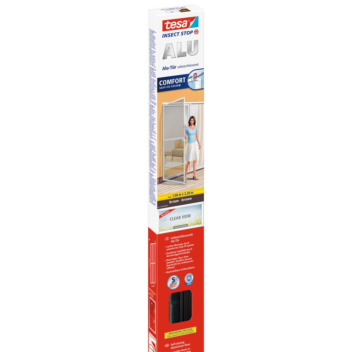Tesa Fliegengitter Alu Comfort für die Tür braun 1,00m x 2,10 m