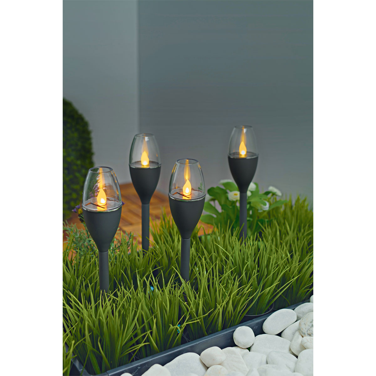 Flector Garten LED-Solarfackel Ambience schwarz 4er-Set Bild 3
