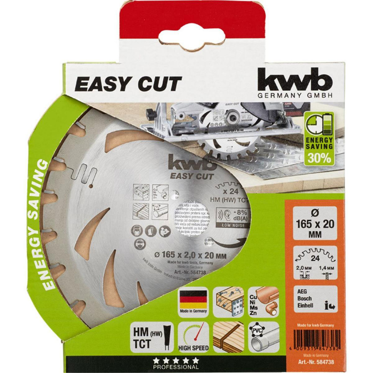 kwb  Dünnschnitt-Kreissägeblatt Easy Cut Durchmesser 165 mm Bild 2