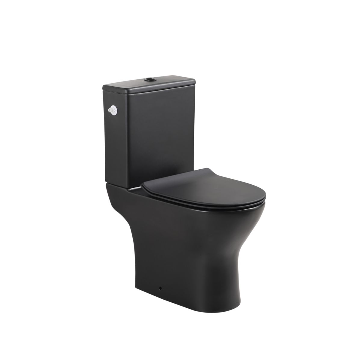 sanicomfort Stand-WC Kombination Paros spülrandlos, Softclose WC-Sitz & Spülkasten schwarz, Tiefspüler, Komplett-WC Set