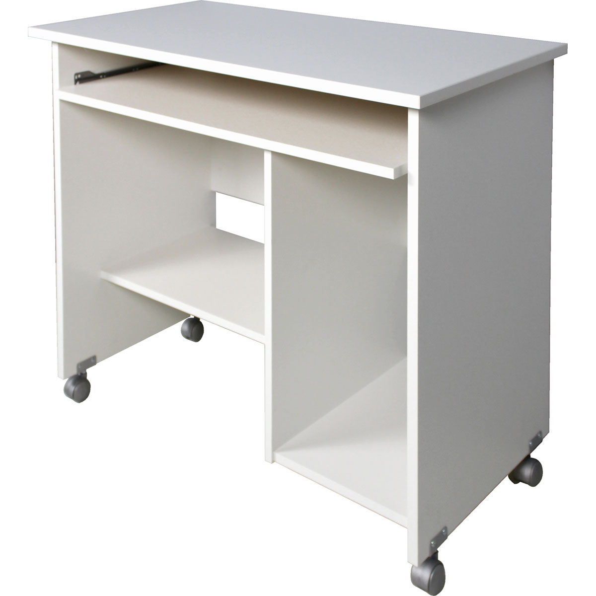 Computertisch Work mit Laufrollen und Tastaturauszug 90 x 72 x 48 cm weiß Bild 1