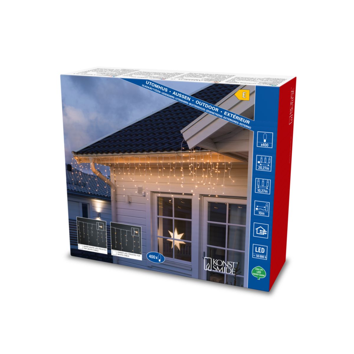 Konstsmide LED Eisregen Lichtervorhang gefrostet 400 Dioden