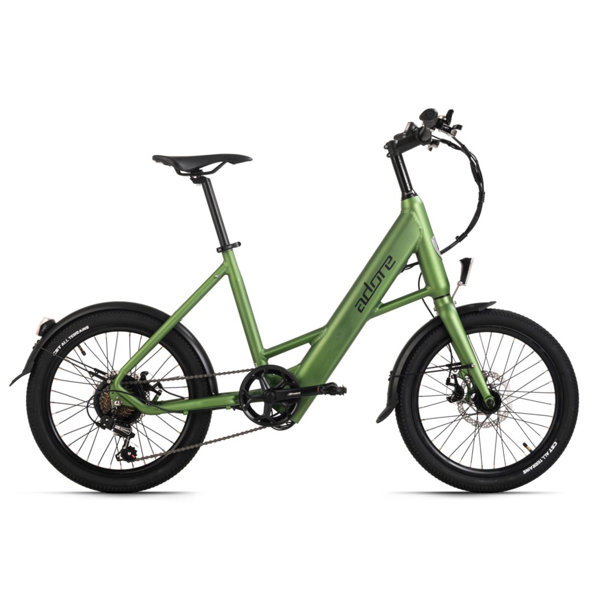 Adore E-Citybike 20" Alu Kompaktfahrrad C-200 Compact Bike Heckmotor 45NM / 10,4Ah Metallic-Grün matt