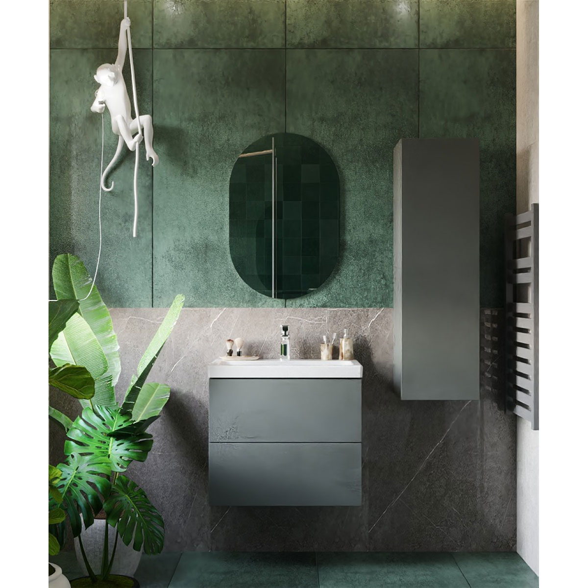 BADMOBIL Keramikwaschtisch CRAFT 64 x 5 x 37 cm ohne Überlauf weiß Bild 4