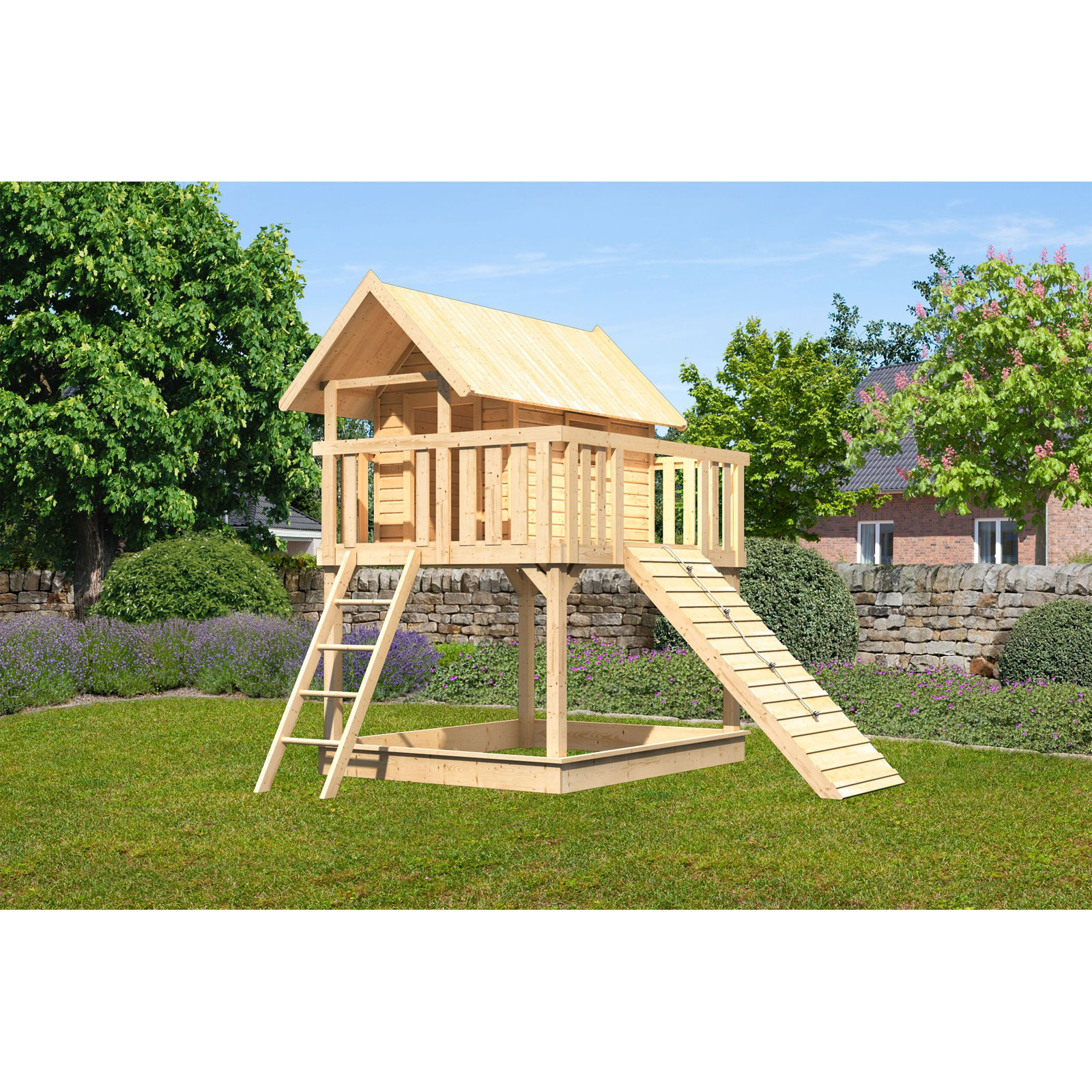 Karibu Fidel und Holzrampe naturbelassen ohne Rutsche