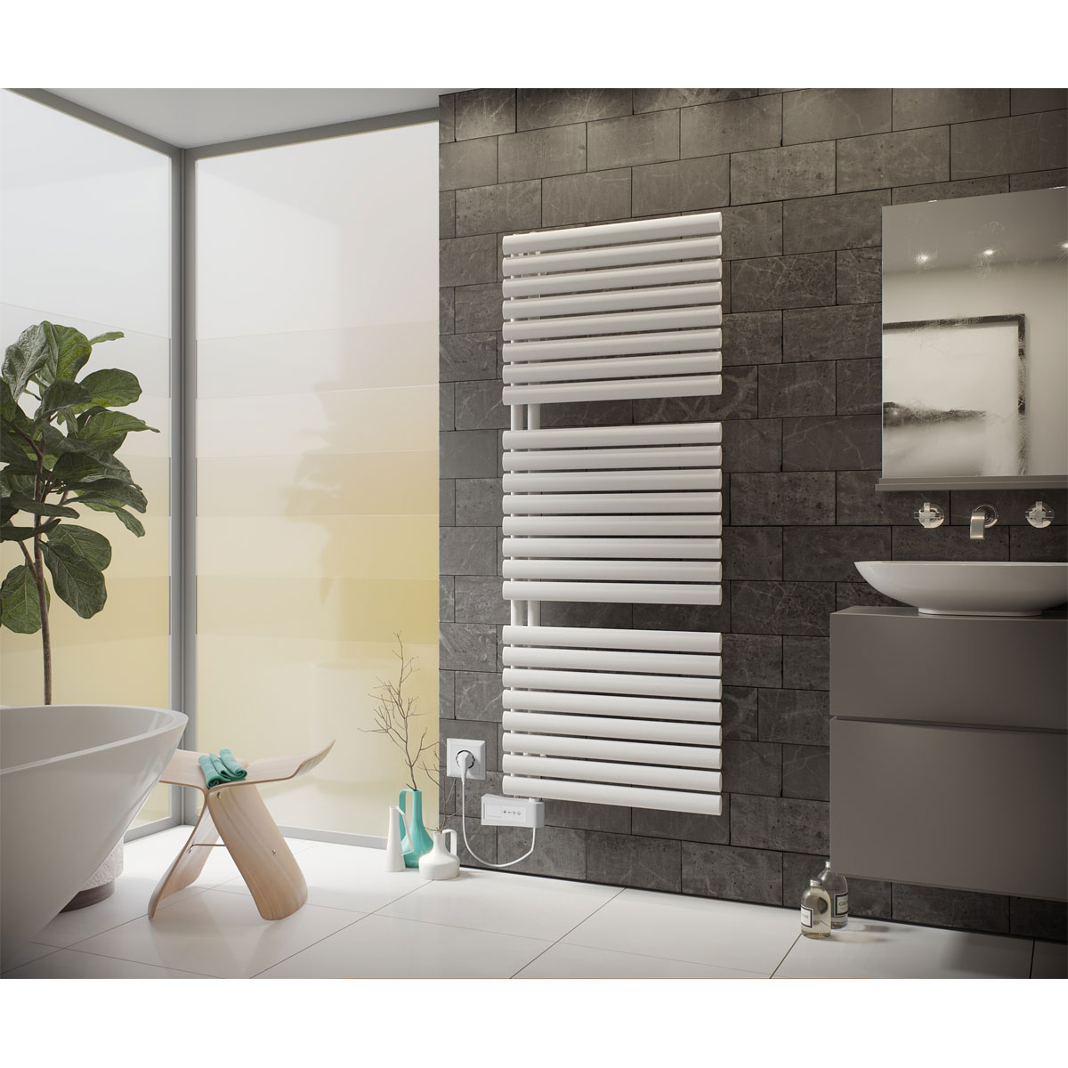 Ximax  Elektrischer Handtuchwärmer Fortuna-Open 1164 x 500 mm 600 Watt Typ 6 Weiß Bild 1