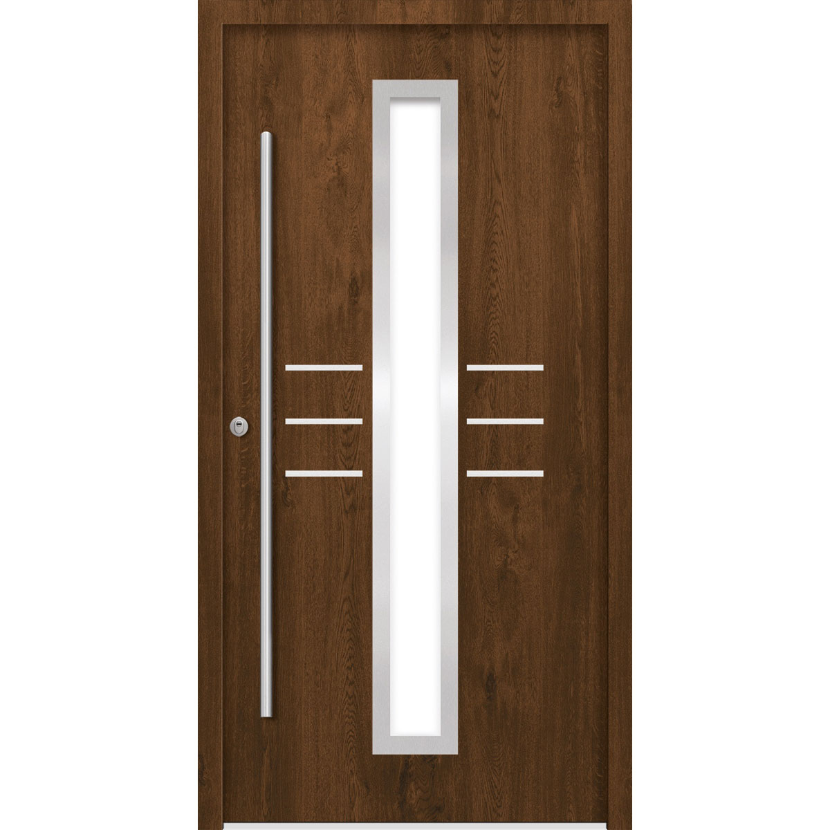 SplenDoor  Premium-Haustür Passivedoor Lund RC2 energiesparend einbruchsicher nussbaum 110 x 210 cm links