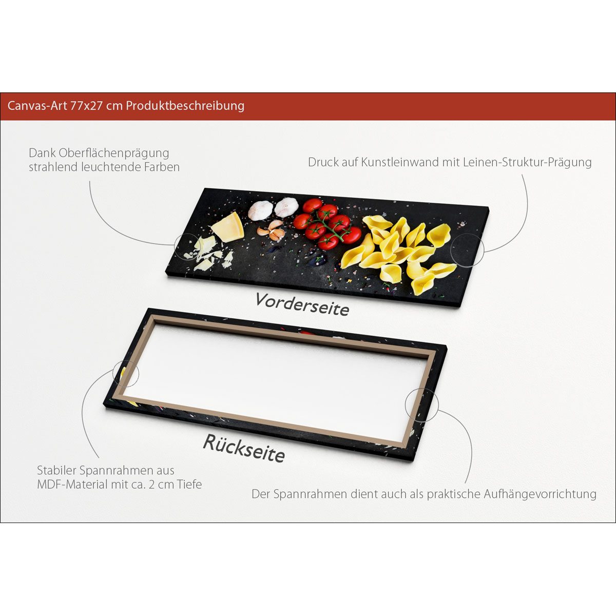 Canvas-Art Pasta Variation 30 x 80 cm Bild 3