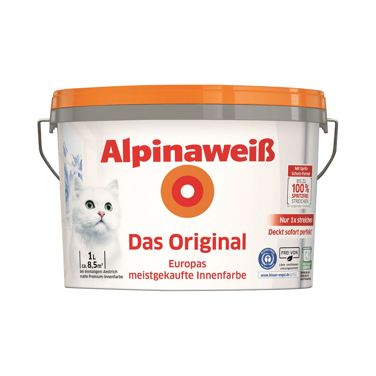 Alpina weiß Das Original Spritzfrei Matt 1 L Bild 1