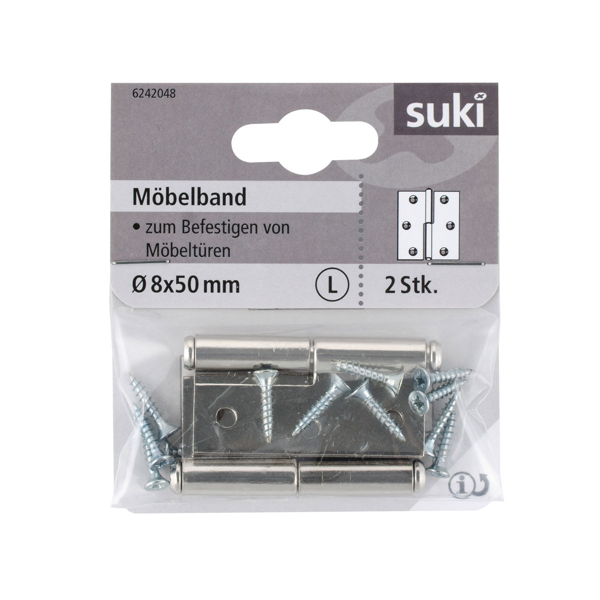 Suki Möbelband 50 mm links gerade vernickelt 2 Stück Bild 1