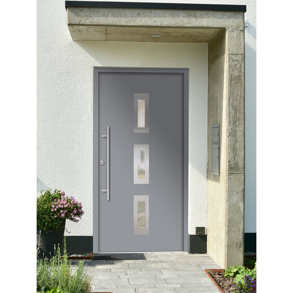 SplenDoor  Premium-Haustür Passivedoor Aalborg energiesparend grau 110 x 210 cm links Bild 2