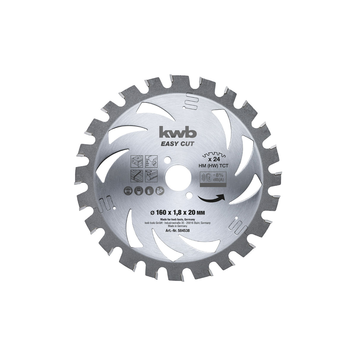 kwb  Dünnschnitt-Kreissägeblatt Easy Cut Durchmesser 184 x 20 mm Bild 1