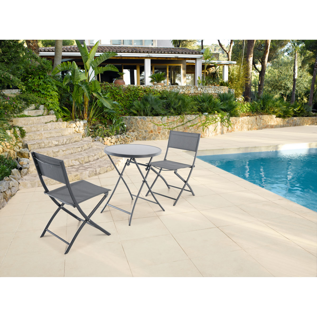 Haveson Balkonmöbel-Set Atlanta grau meliert Bild 2