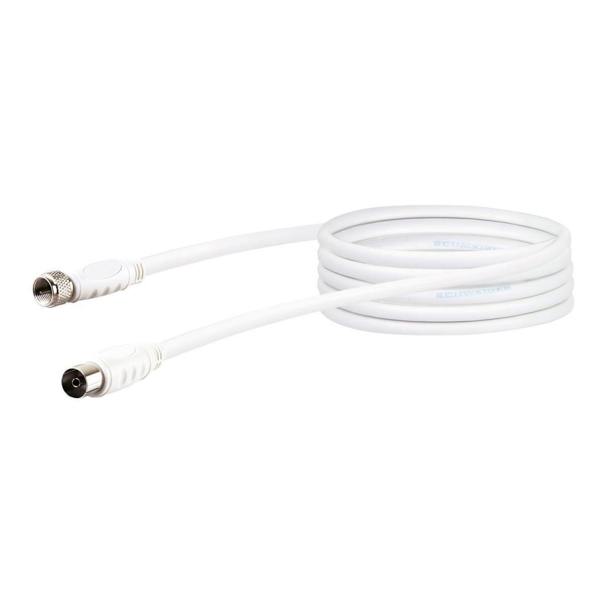 Schwaiger SAT-Antennenkabel F-Stecker auf IEC-Buchse 90 dB weiß 300 cm