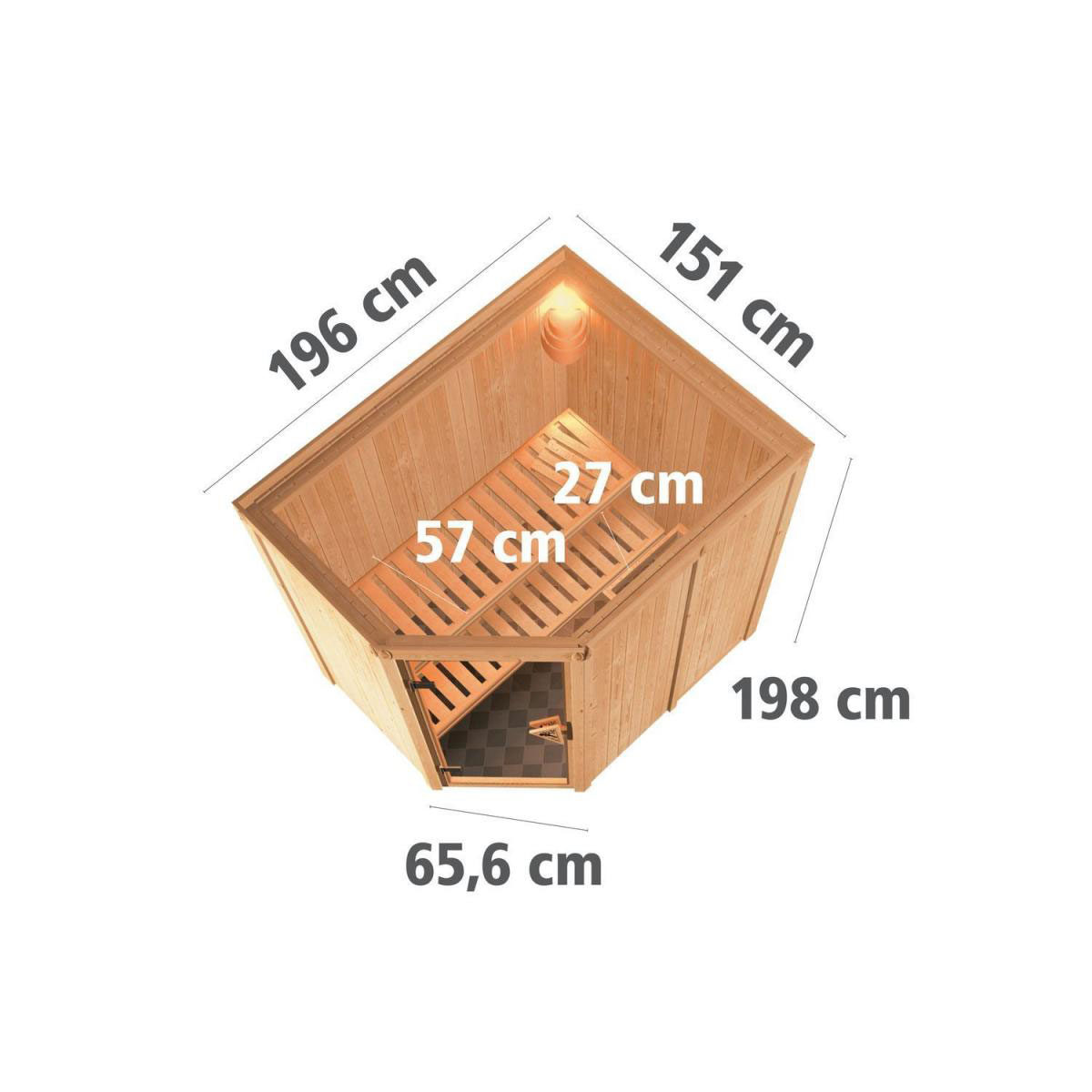 Karibu Sauna Saja Eckeinstieg 3,6 kW Ofen externe Strg modern kein Kranz Energiespartür Bild 12