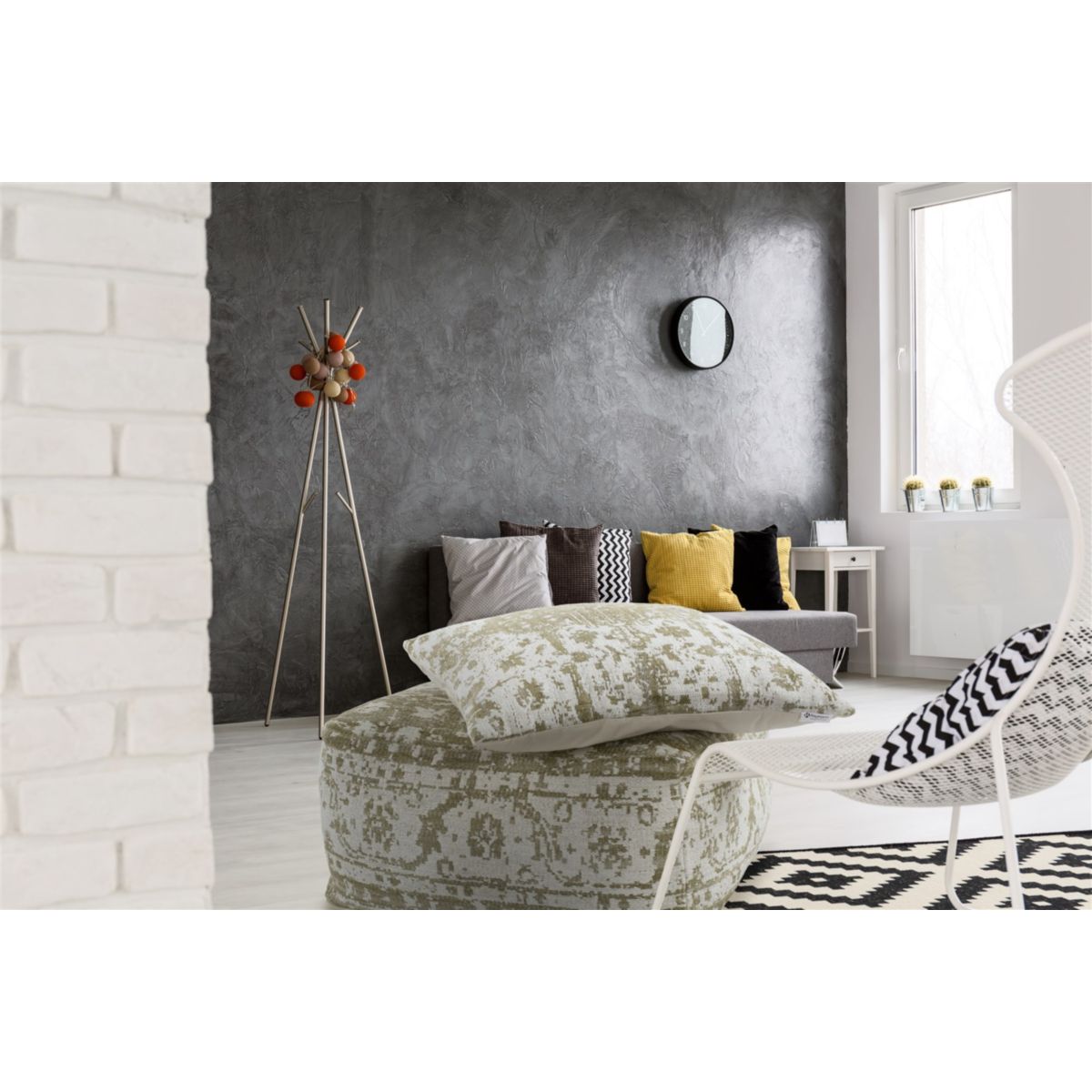 Pouf und Kissen Set Hocker Paramount 210 creme Oliv 80x80cm Bild 4