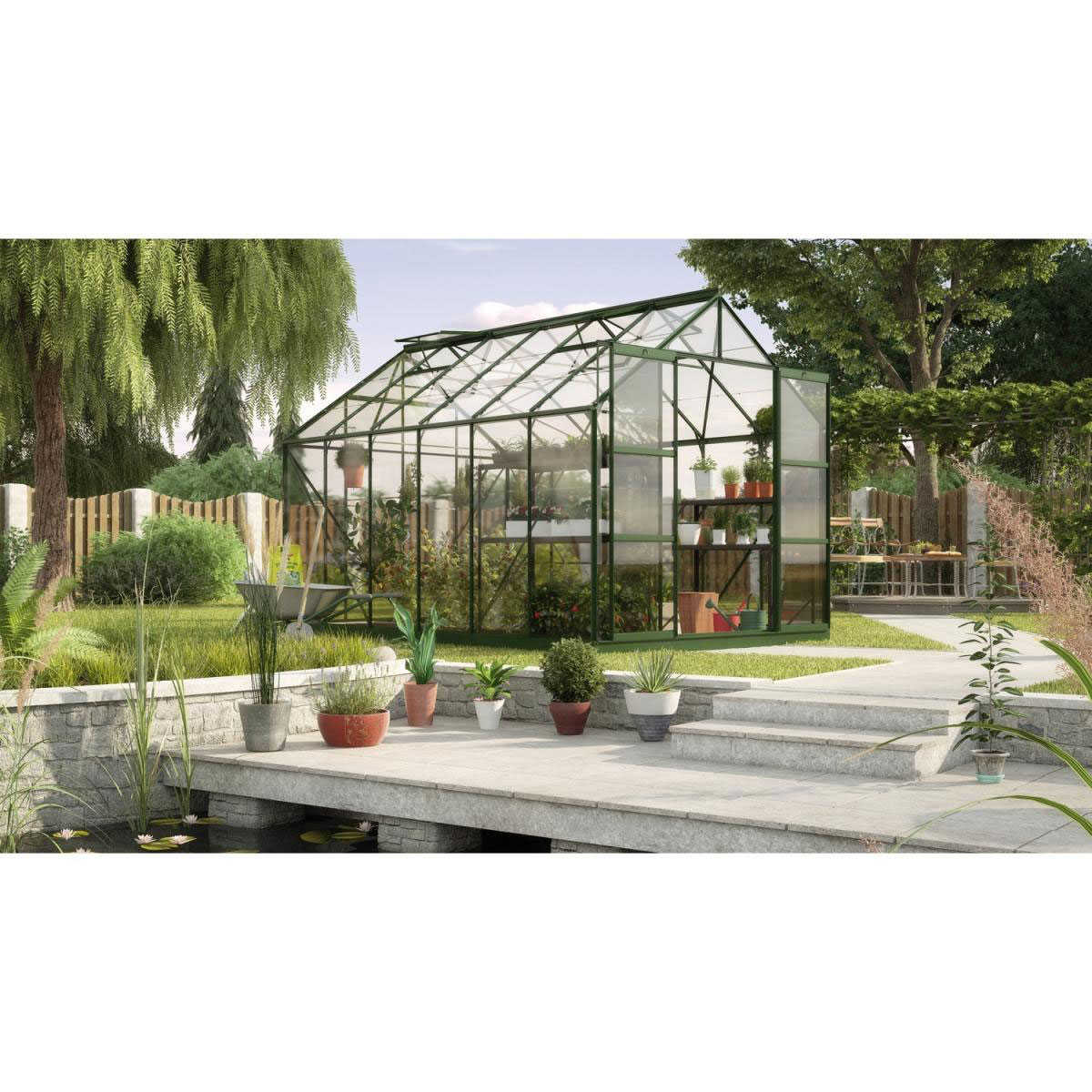 Vitavia Gewächshaus Uranus 9900 9,9m² 3 mm Einscheibensicherheitsglas grün