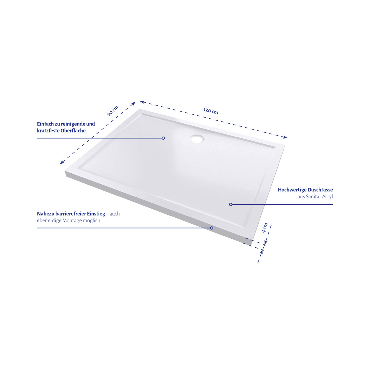 Aurlane Duschtasse Pure Acryl 120 x 90 cm Bild 2