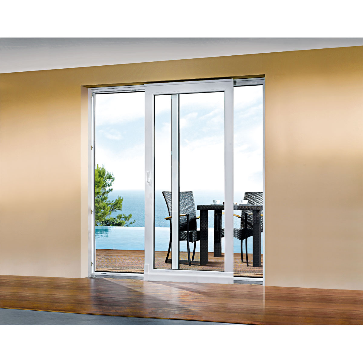 Kunststoff-Schiebetür weiß 200 x 210 cm Bild 2