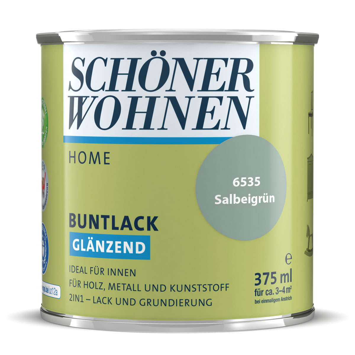 Schöner Wohnen Farbe Buntlack Home salbeigrün glänzend 375 ml
