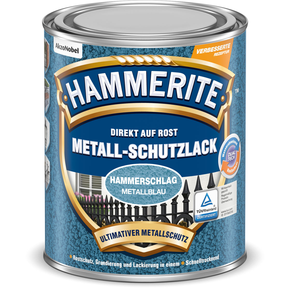 Hammerite Metallschutzlack Hammerschlag Metallblau 250 ml Bild 1