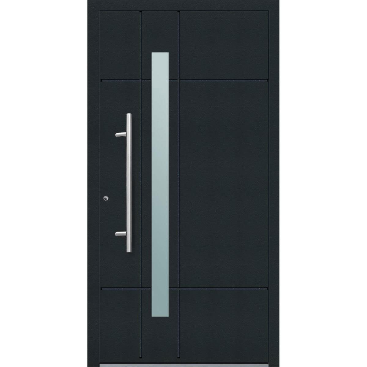 Aluminium Sicherheits-Haustür Palermo Exklusiv 75 mm anthrazit 110 x 210 cm Anschlag links inkl Griffset