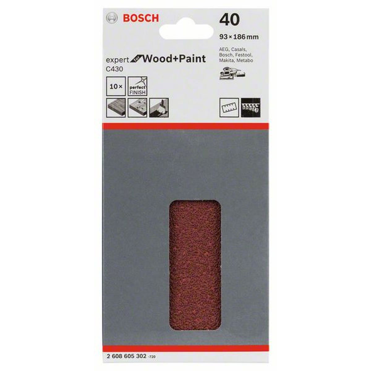 Bosch  Schleifblatt C430 93 x 185 mm K40 10 Stück Bild 1