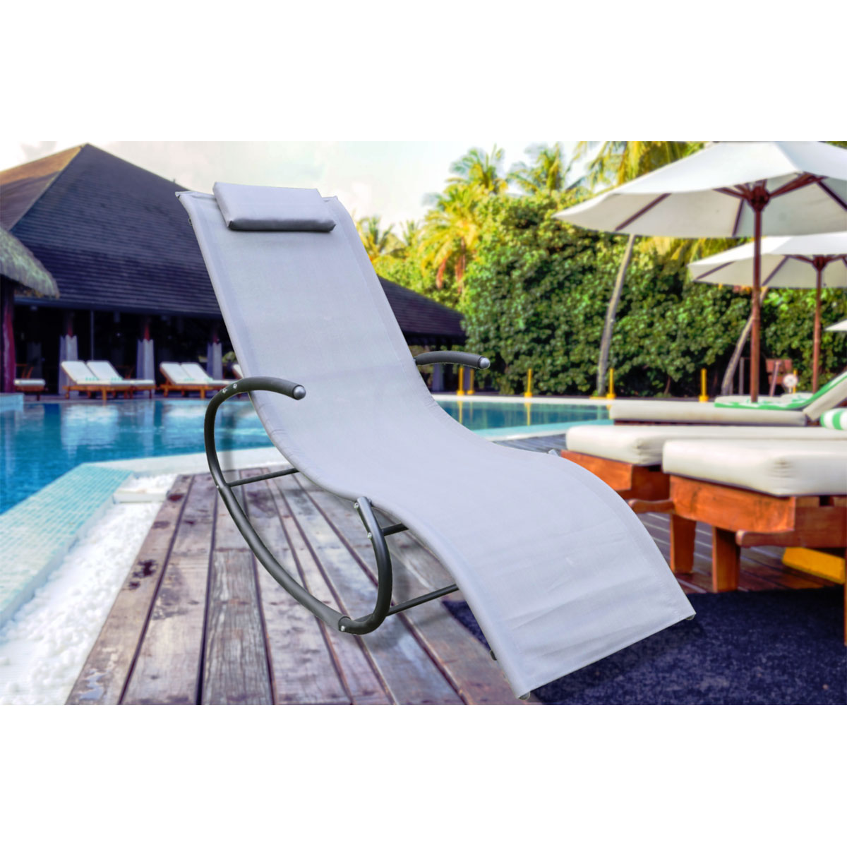 Chillroi  Schaukelgartenstuhl grau Gartenliege Liegestuhl Sonnenliege  Bild 2