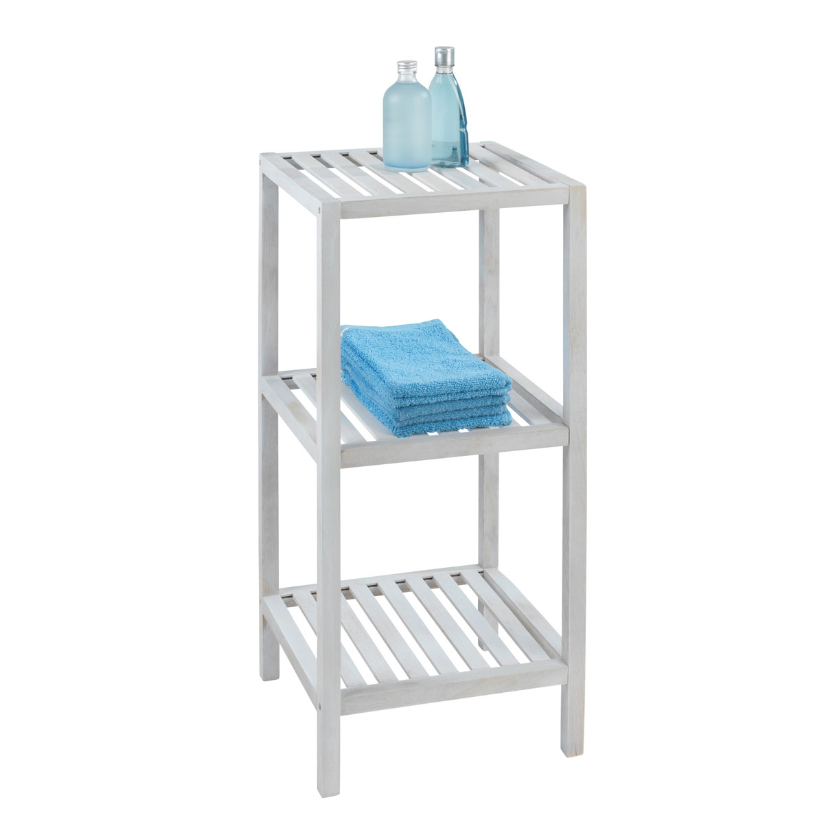 Wenko  Regal Norway mit 3 Böden Natur Weiß massives Walnussholz Bild 7