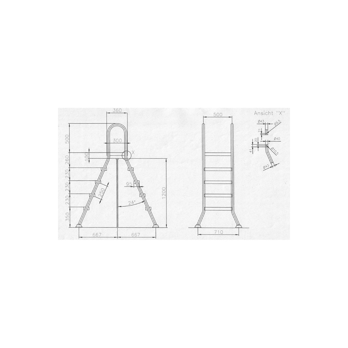Hochbeckenleiter Edelstahl 120 cm 2 x 4 Stufen mit Plattform Bild 2