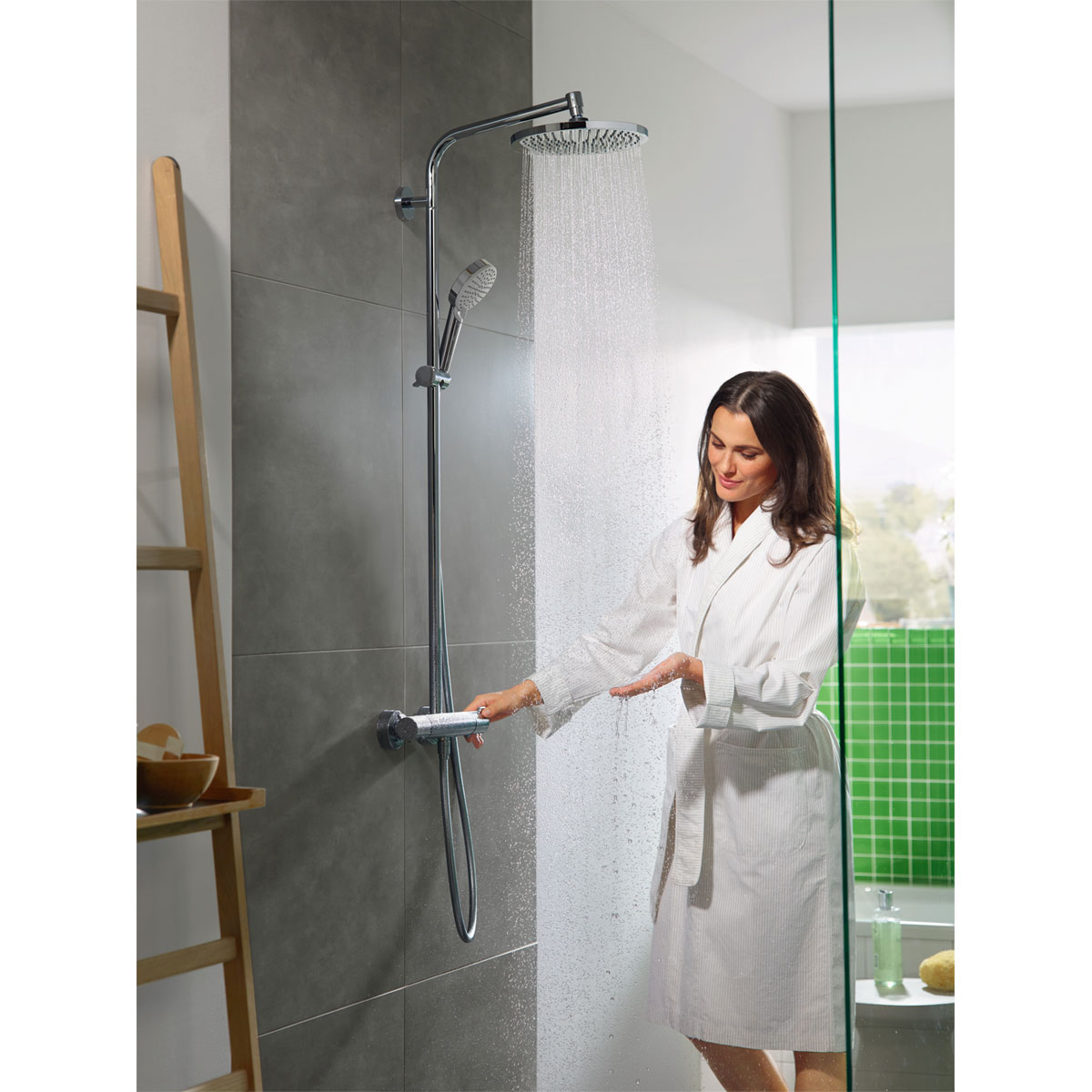 Hansgrohe  Duschsystem 240 Crometta S 1 Strahlart EcoSmart mit Thermostat Chrom Bild 3