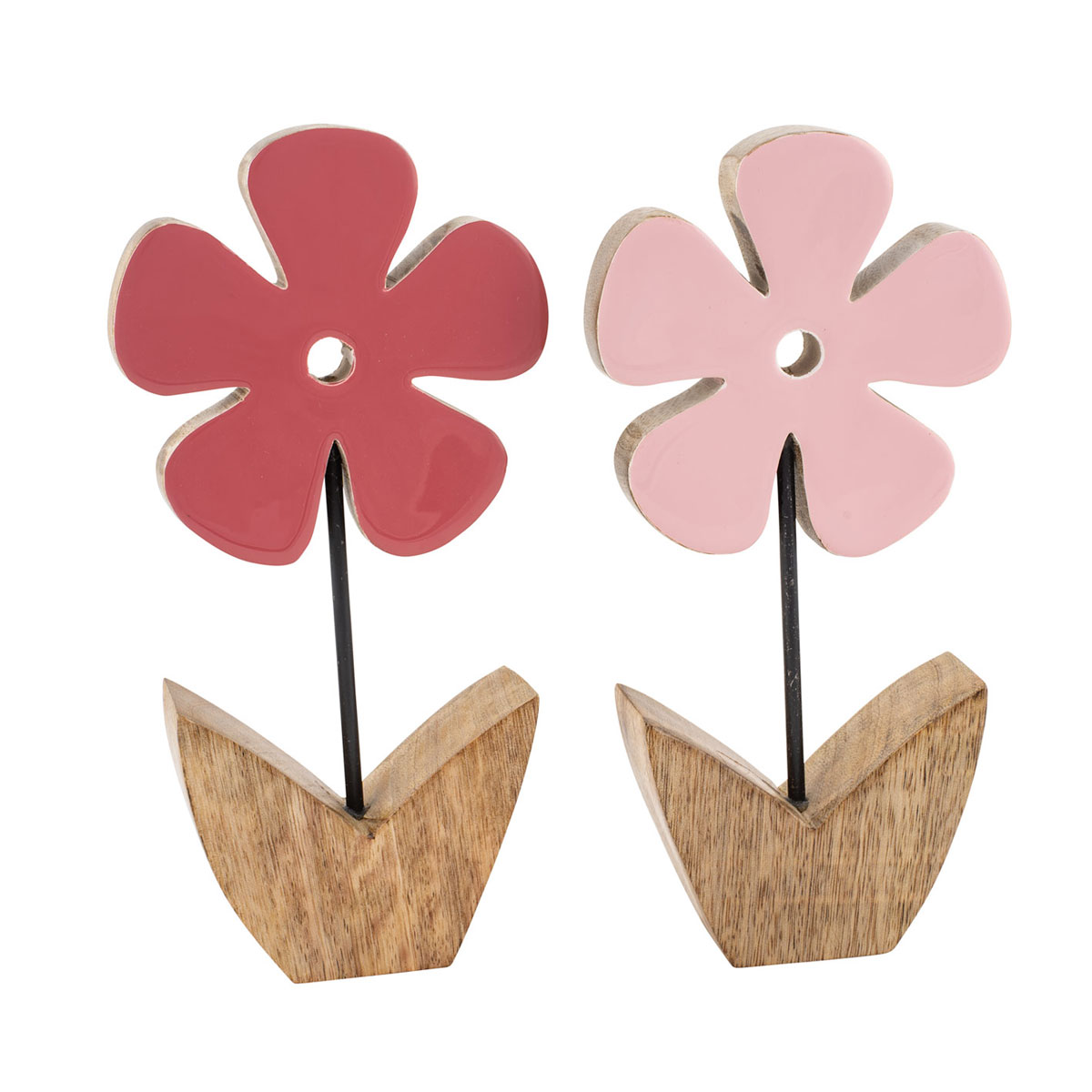 Mangoholz-Blume 12 x 23 x 3,5 cm rosa-pink
