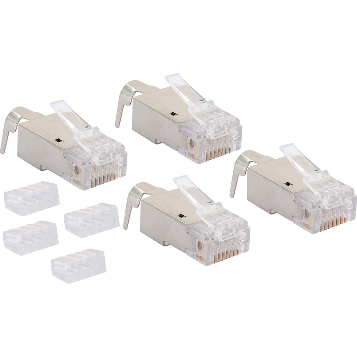 Netzwerkstecker 8-8- 4 Stueck CAT 6a/CAT7 silber/grau