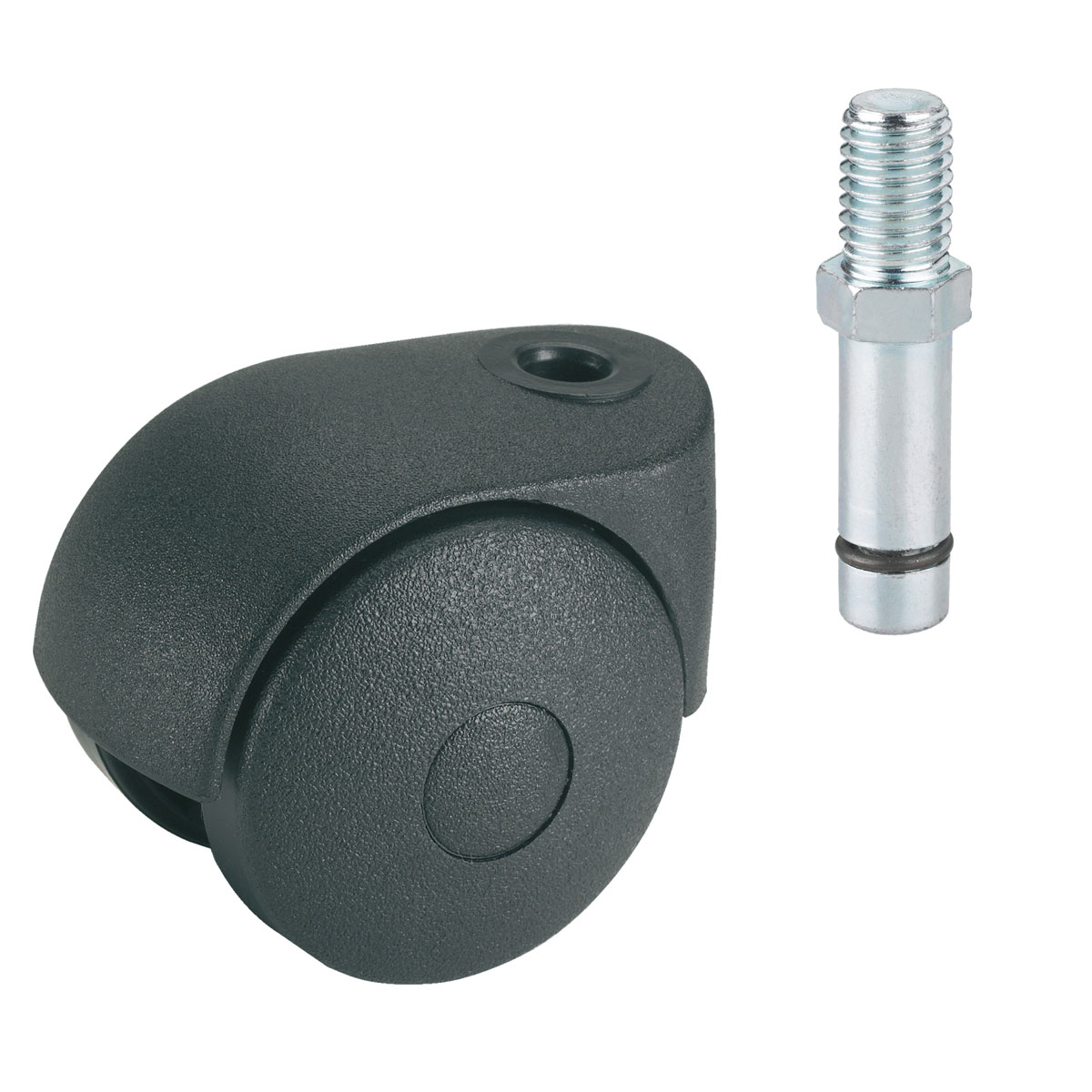 Dörner + Helmer Doppelrolle für normale Böden mit Gewindestift M8 x 15 mm schwarz