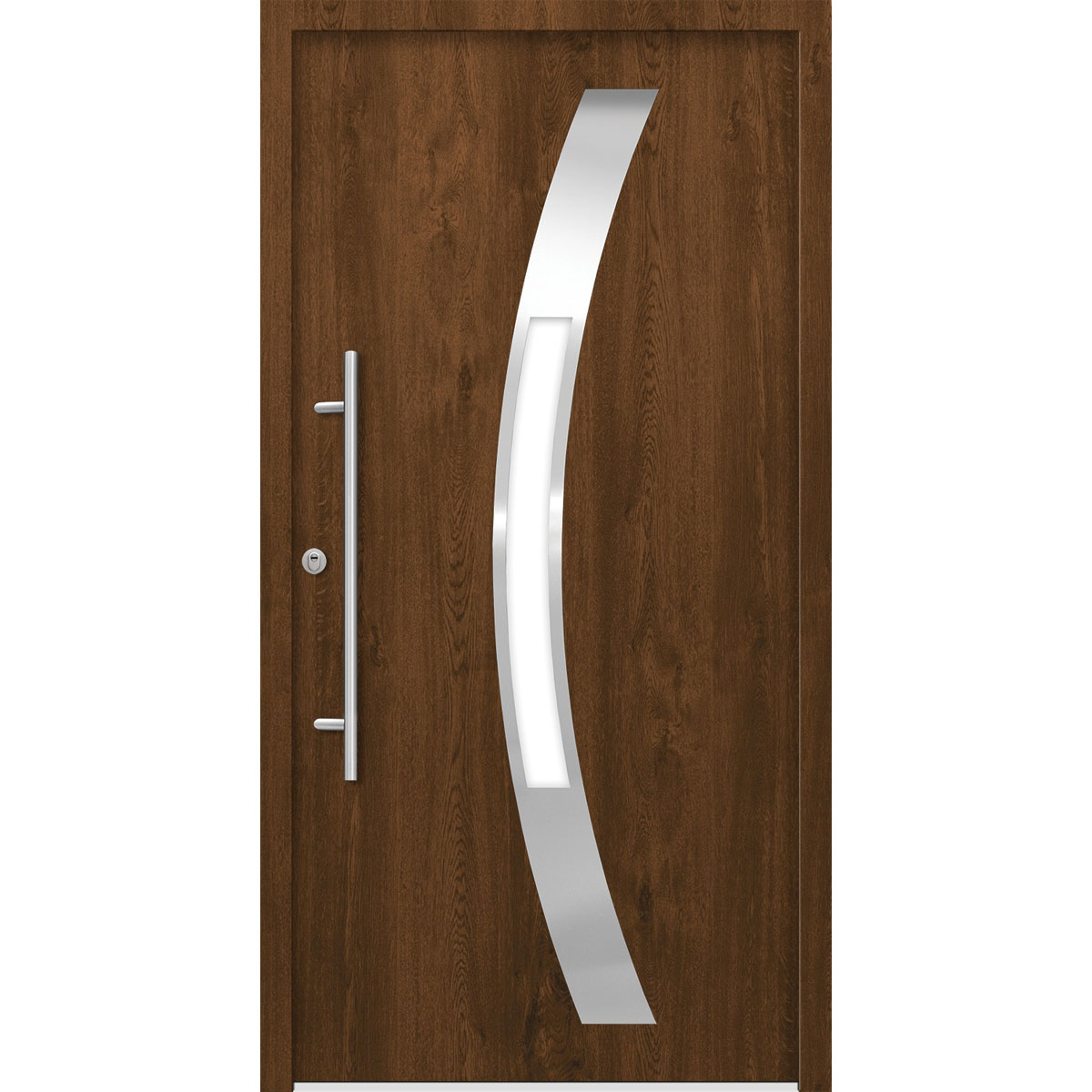 SplenDoor  Premium-Haustür Passivedoor Goeteborg RC2 energiesparend einbruchsicher nussbaum 100 x 210 cm links