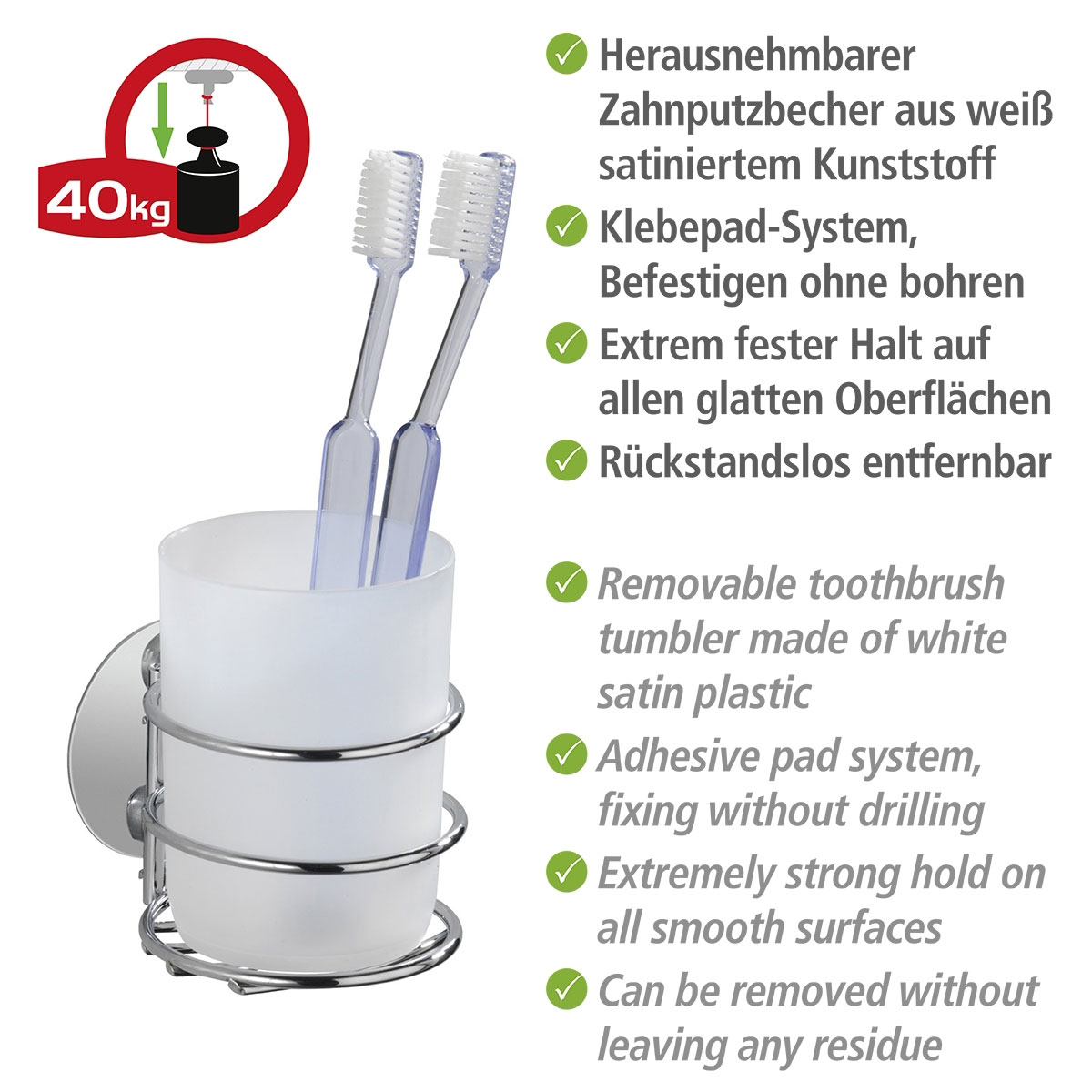 Wenko  Turbo-Loc Seifenspender und Zahnputzbecher Befestigen ohne bohren Bild 4