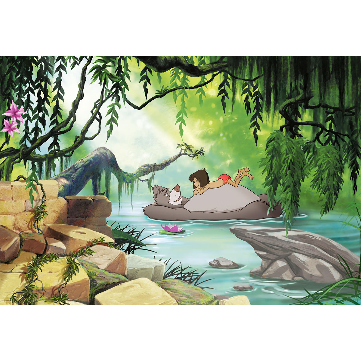 Komar  Papier Fototapete Jungle Book Swimming with Baloo 368x254 cm Bild 2