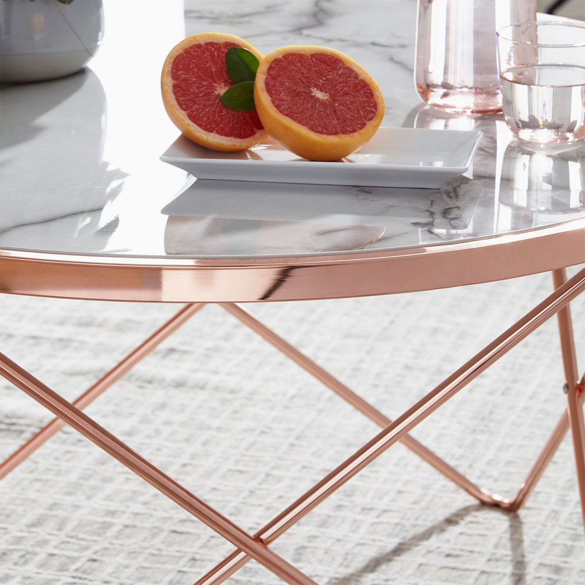 Wohnling Design Couchtisch, Marmor Optik, weiß, 85 cm Bild 3