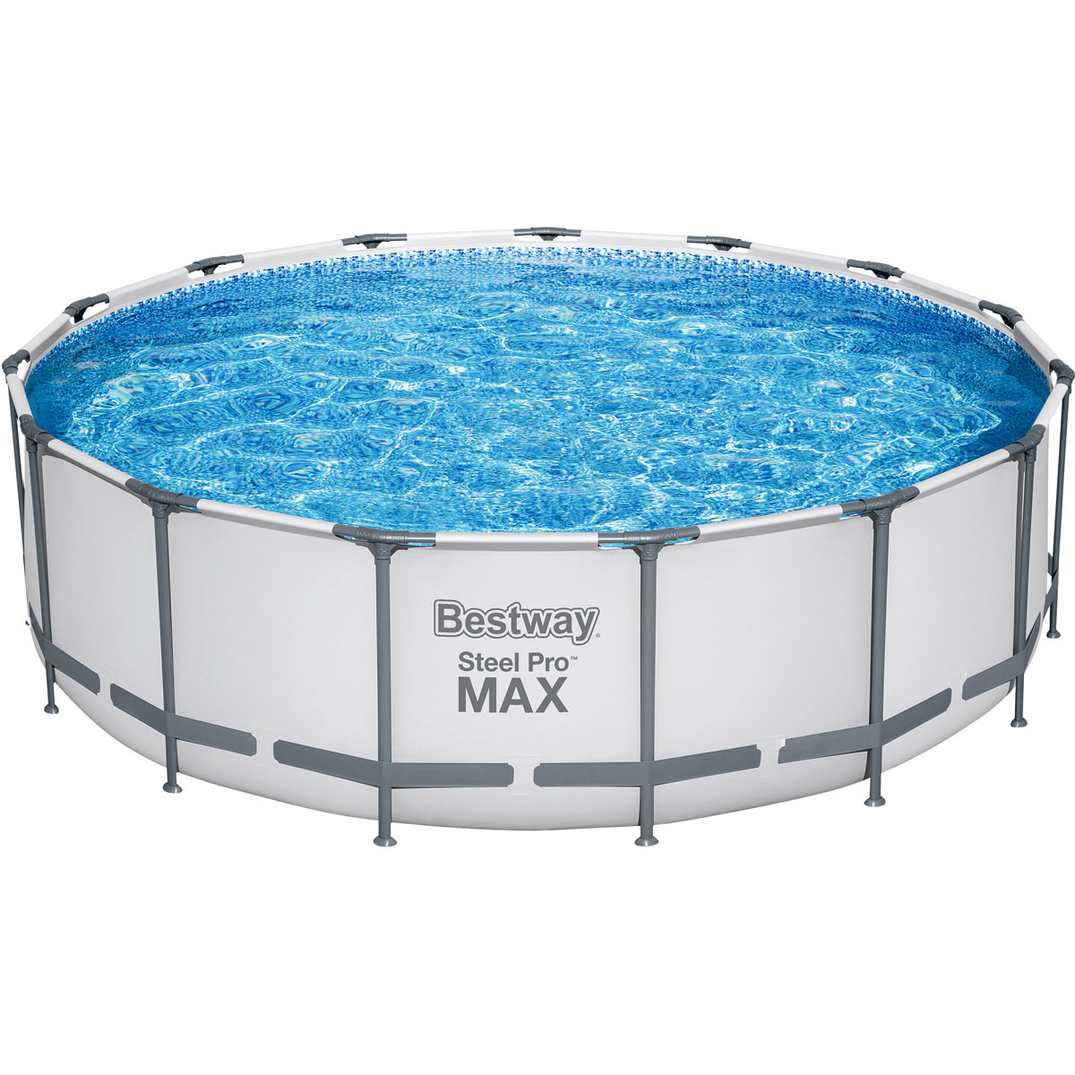 Bestway Steel Pro MAX™ Frame Pool Komplett-Set mit Filterpumpe Ø 457x122 cm, lichtgrau rund Bild 2