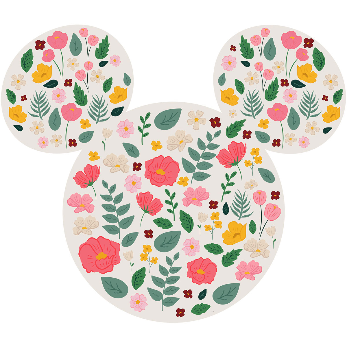 Komar  Selbstklebende Vlies Fototapete rund Mickey Head Wildflowers Durchmesser 125 cm Bild 2