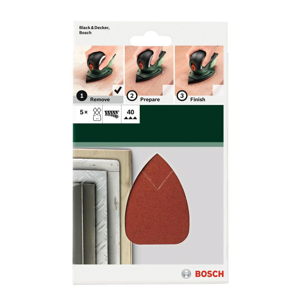 Bosch  DIY Multischleifblatt 9,5 x 13,5 cm G40 Klett 5 Stück Bild 2