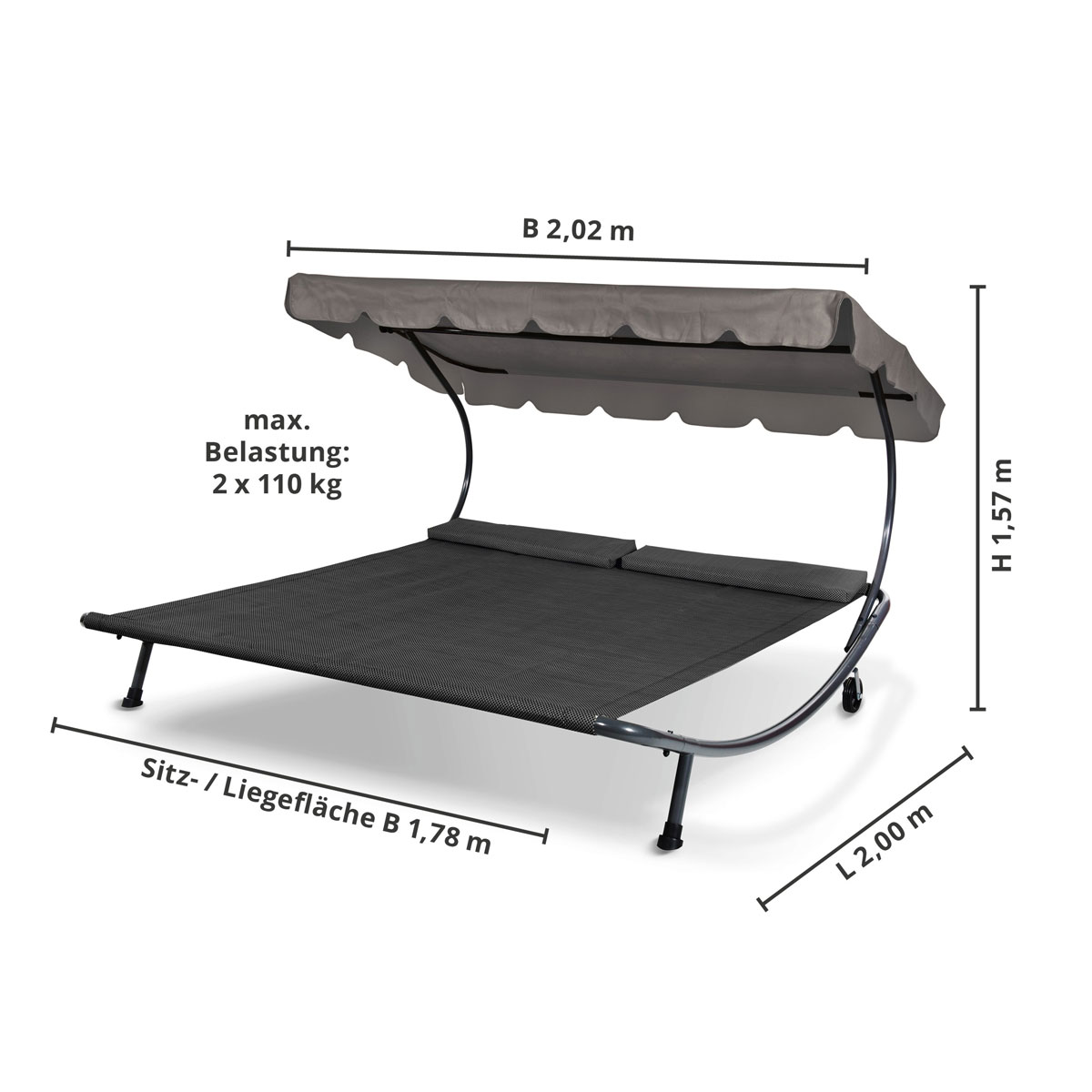 Leco Doppel-Gartenliege anthrazit Bild 6