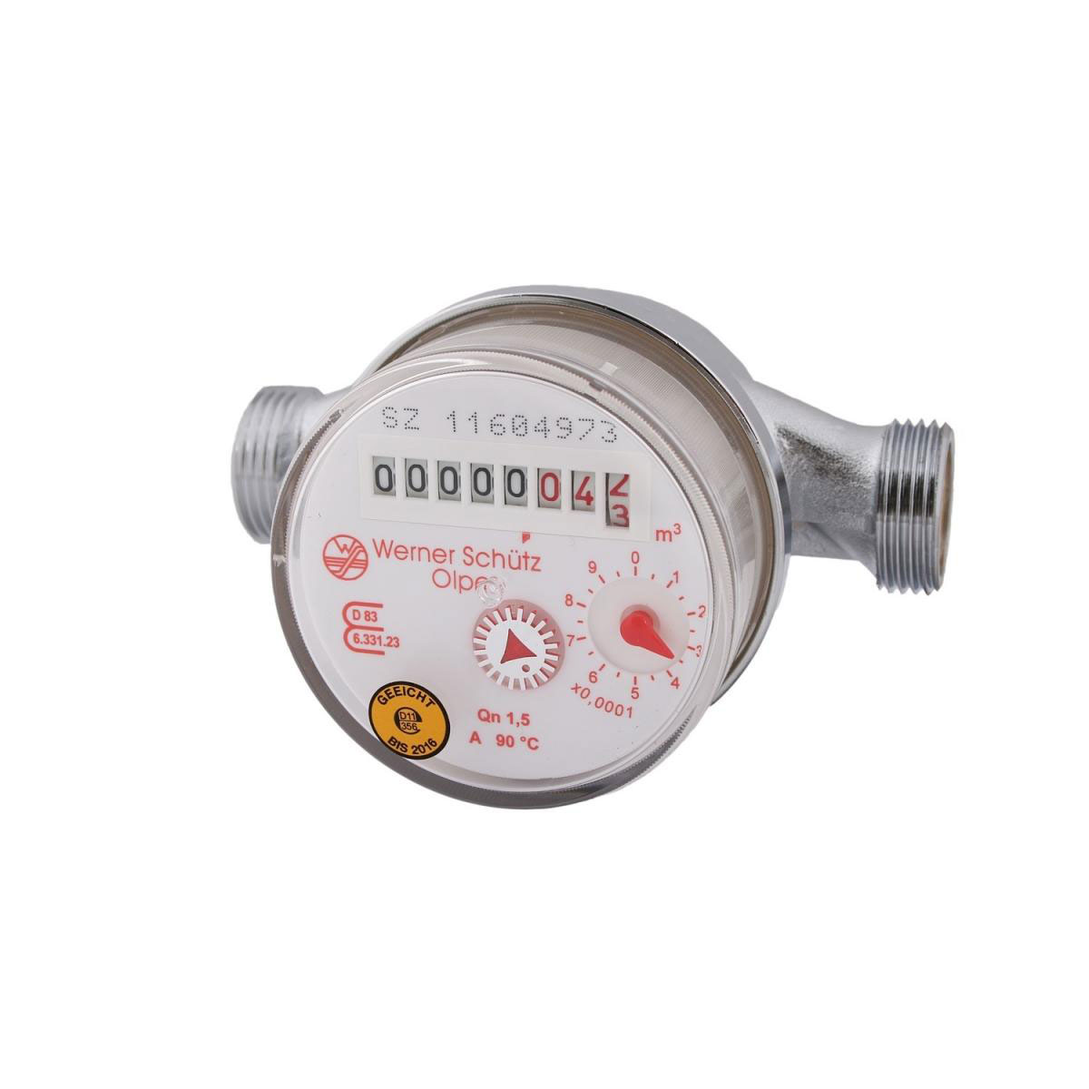 Wasserzähler für Warmwasser Qn 1,5 110 mm R 1/2"