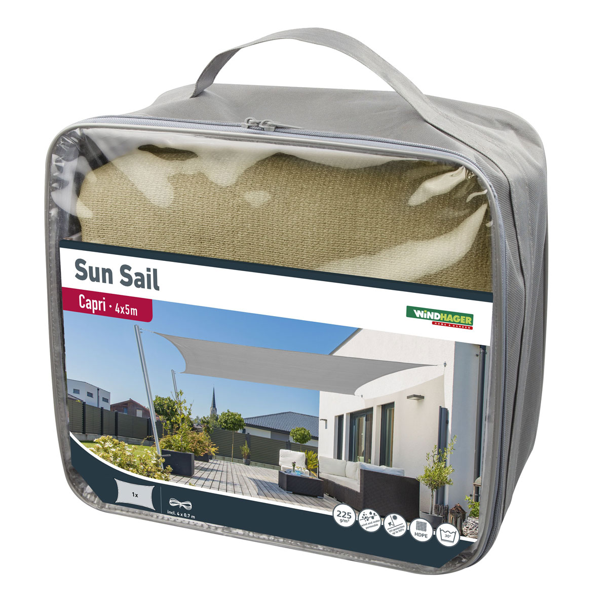 Rechteck-Segel Capri 4 x 5 m champagner Bild 4