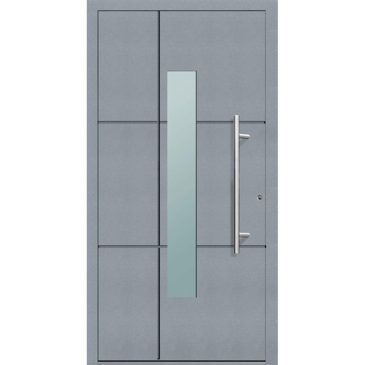 Aluminium Sicherheits-Haustür Parma Exklusiv 75 mm grau 100 x 210 cm Anschlag rechts inkl Griffset