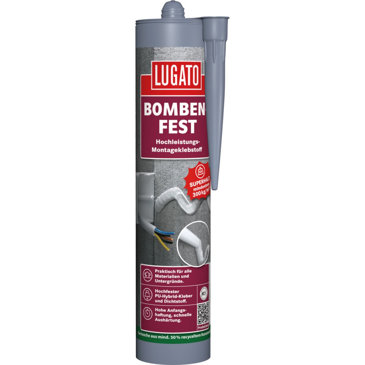 Lugato PU-Hybrid-Kleber Bombenfest grau 480 G