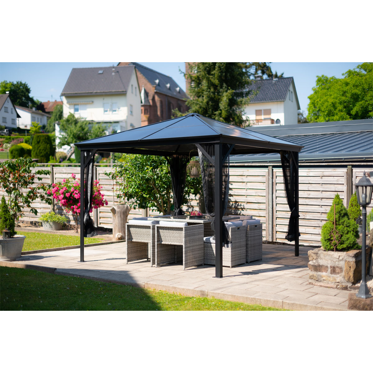 Sojag Pavillon Verona 1010 inkl. Moskitonetz 298,3x298,3x261cm Anthrazit Bild 5