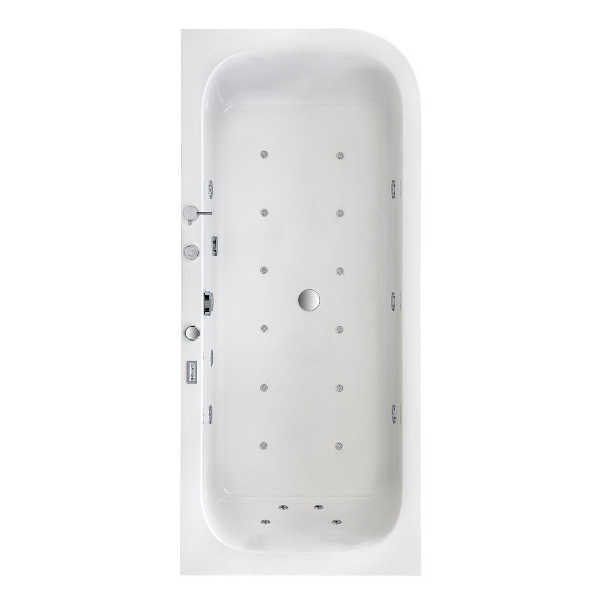 Ottofond Whirlpool-Komplettset Spirit rechts 180 x 80 cm weiß inklusive Wannenrandarmatur S2000 Bild 1