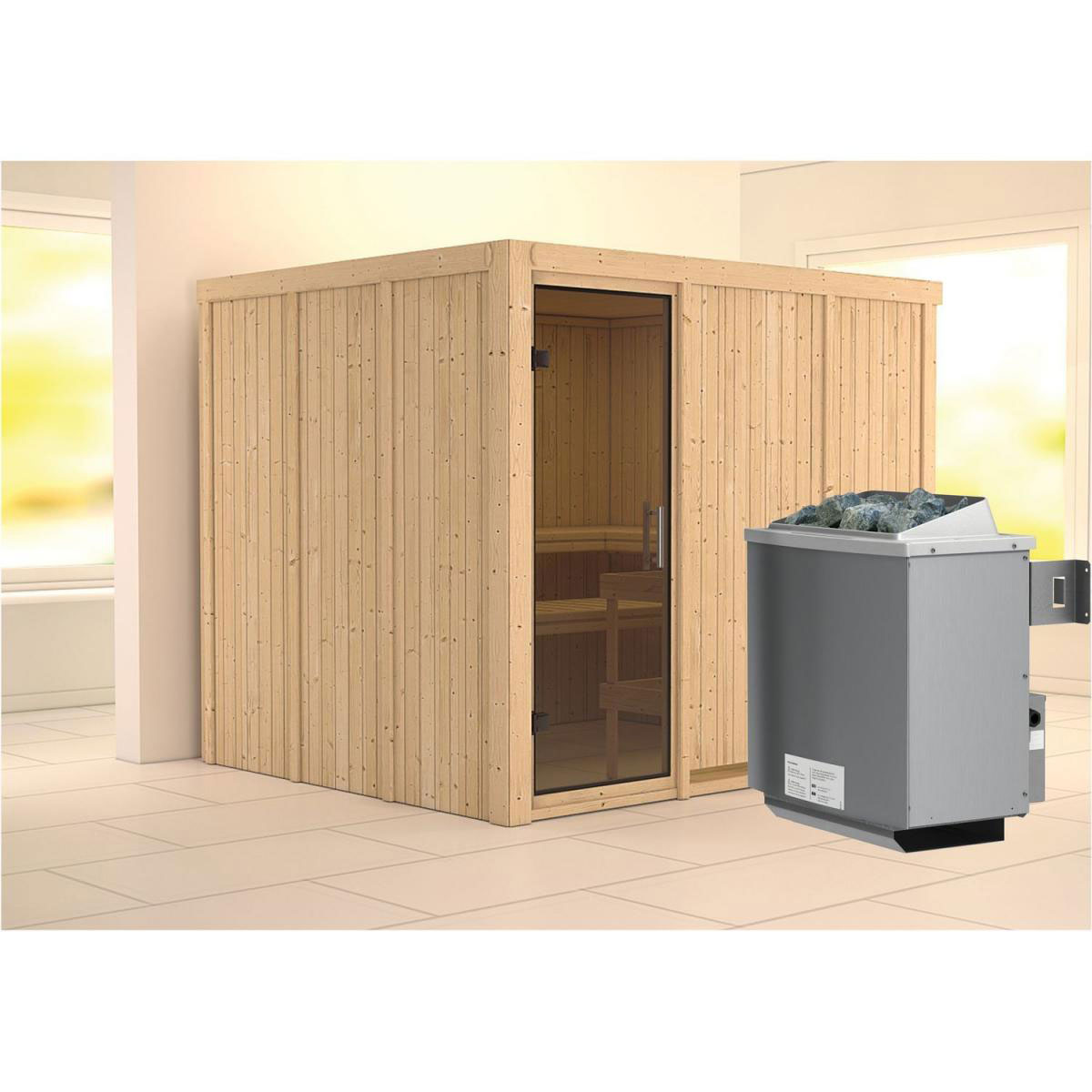 Karibu Gobin Fronteinstieg 9 kW Ofen integr Strg ohne Kranz graphitfarbene Tür Bild 1